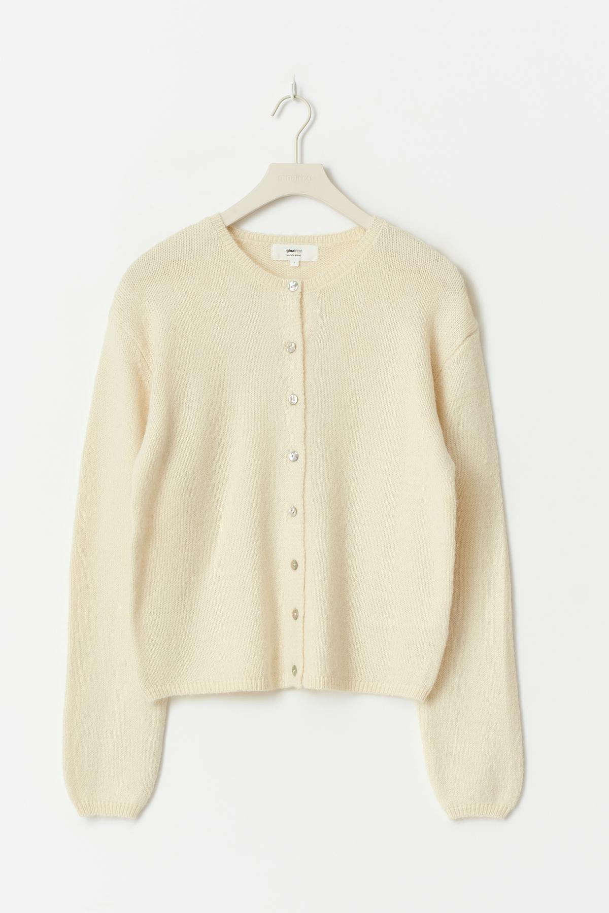 Alpaca blend knitted cardigan - Marron foncé