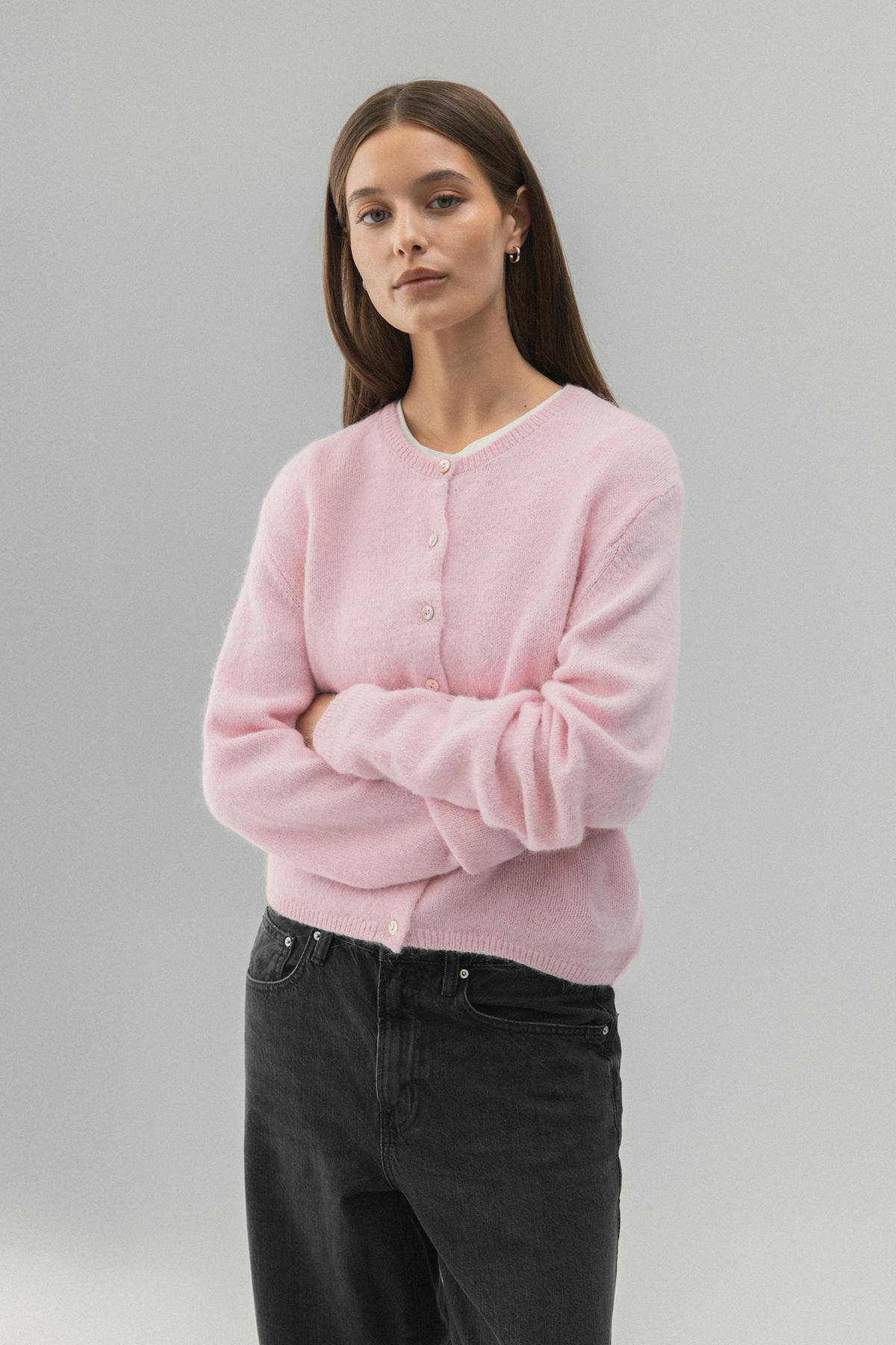 Alpaca blend knitted cardigan - Navy blazer