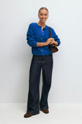 Alpaca blend knitted cardigan - Olympian blue