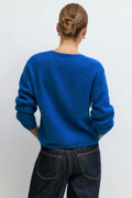 Alpaca blend knitted cardigan - Olympian blue