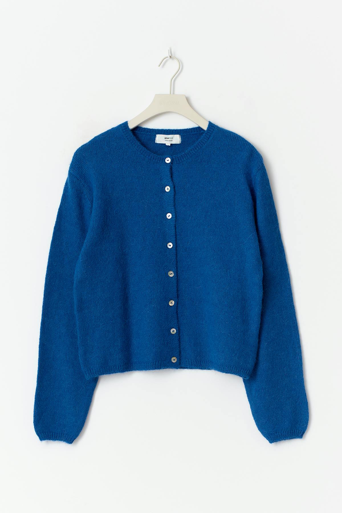 Alpaca blend knitted cardigan - Olympian blue