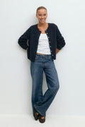Alpaca blend knitted cardigan - Navy blazer