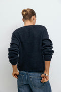 Alpaca blend knitted cardigan - Olympian blue