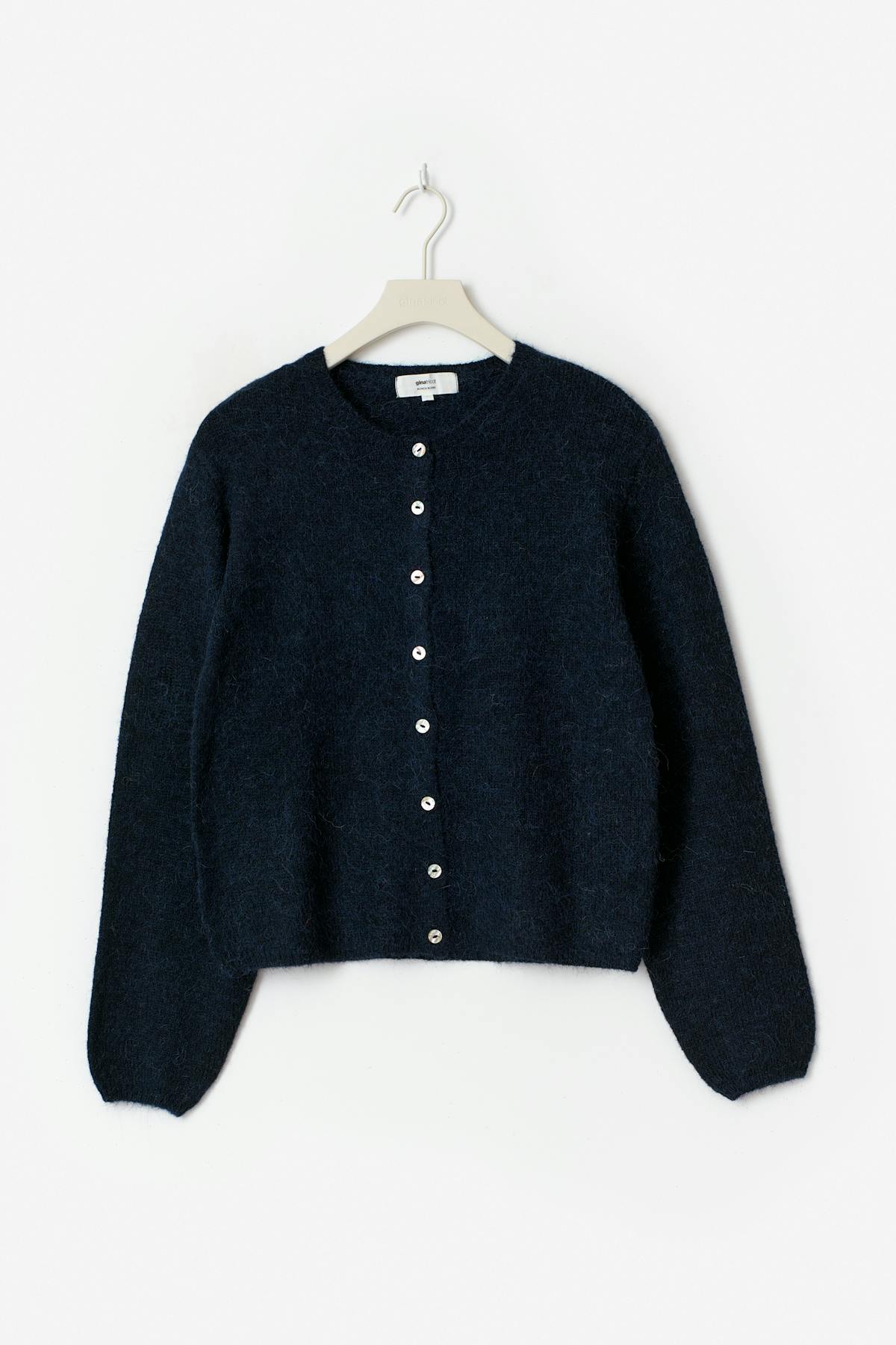 Alpaca blend knitted cardigan - Navy blazer