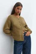 Alpaca blend knitted cardigan - Marron foncé