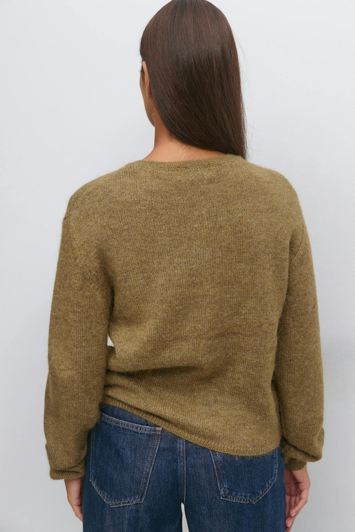 Alpaca blend knitted cardigan - Marron foncé