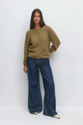 Alpaca blend knitted cardigan - Marron foncé