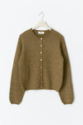 Alpaca blend knitted cardigan - Marron foncé