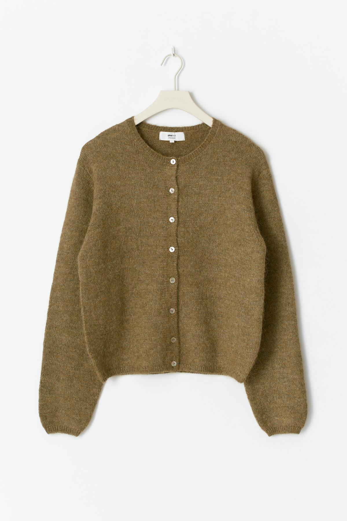 Alpaca blend knitted cardigan - Marron foncé