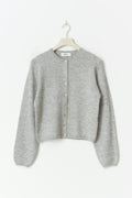 Alpaca blend knitted cardigan - Lt grey melange