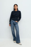 Collar knitted sweater - Navy blazer