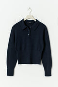 Collar knitted sweater - Navy blazer