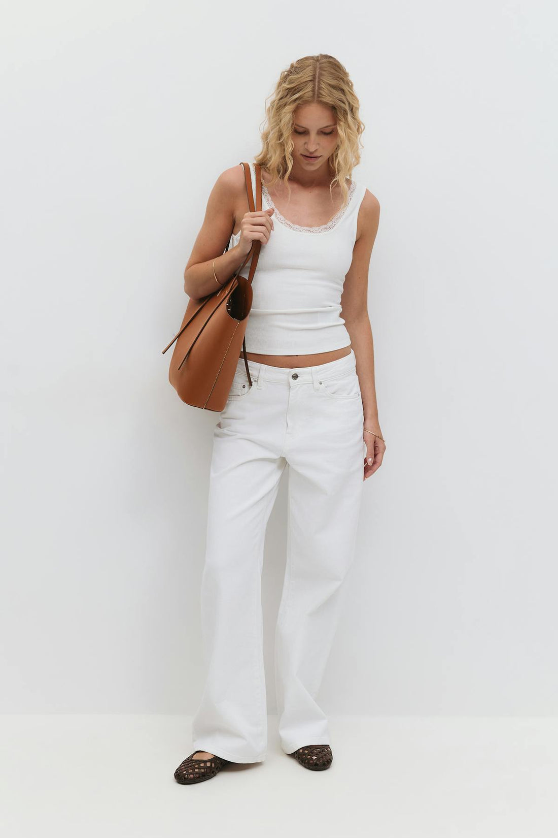 Wide shopper bag - Camel