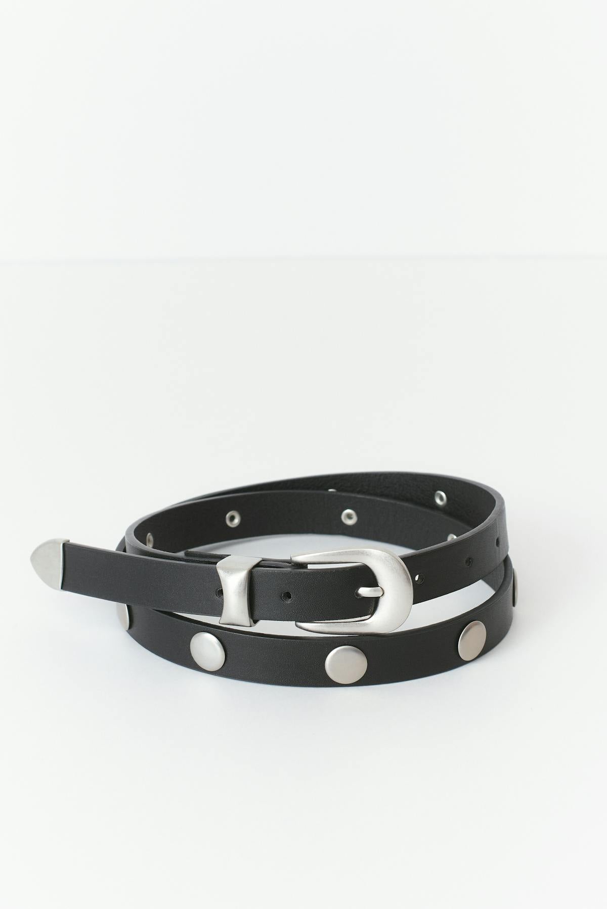 Stud detail belt - Black/silver
