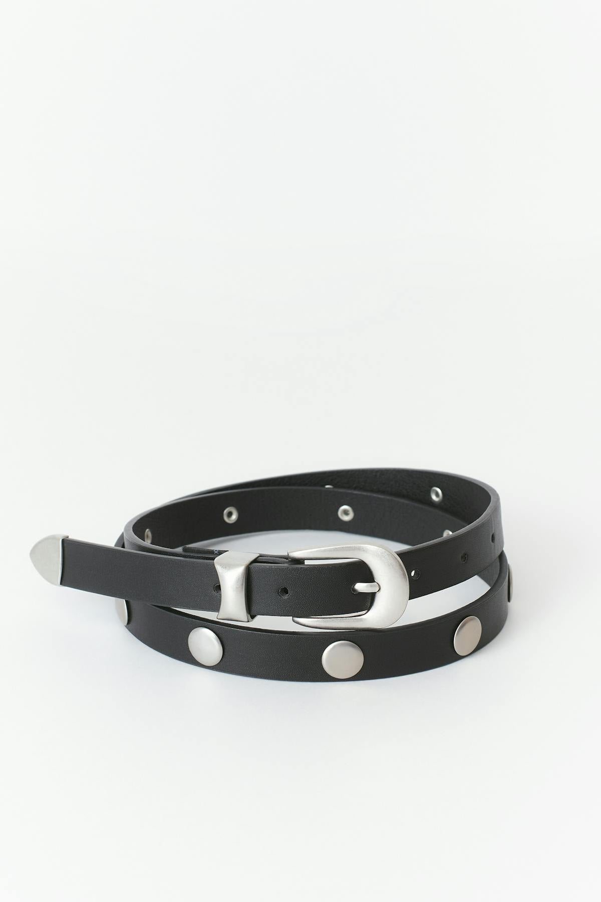 Stud detail belt - Black/silver