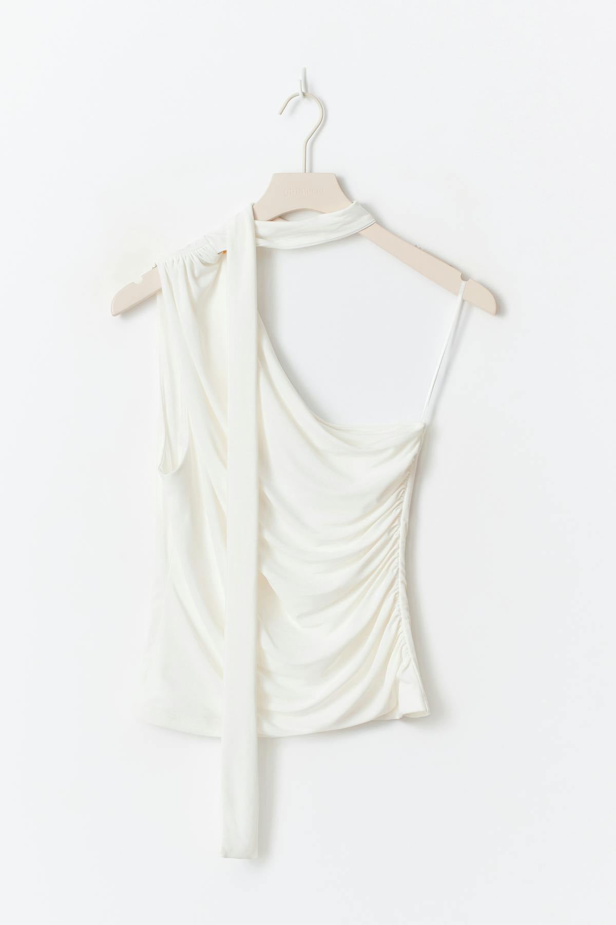 Sleeveless scarf top - Blanc cassé