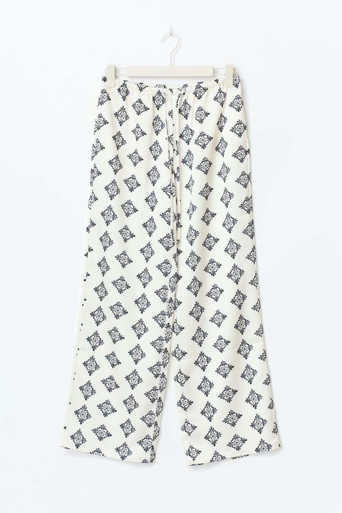 Drawstring satin trousers - Crème