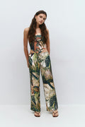 Drawstring satin trousers - Marron foncé