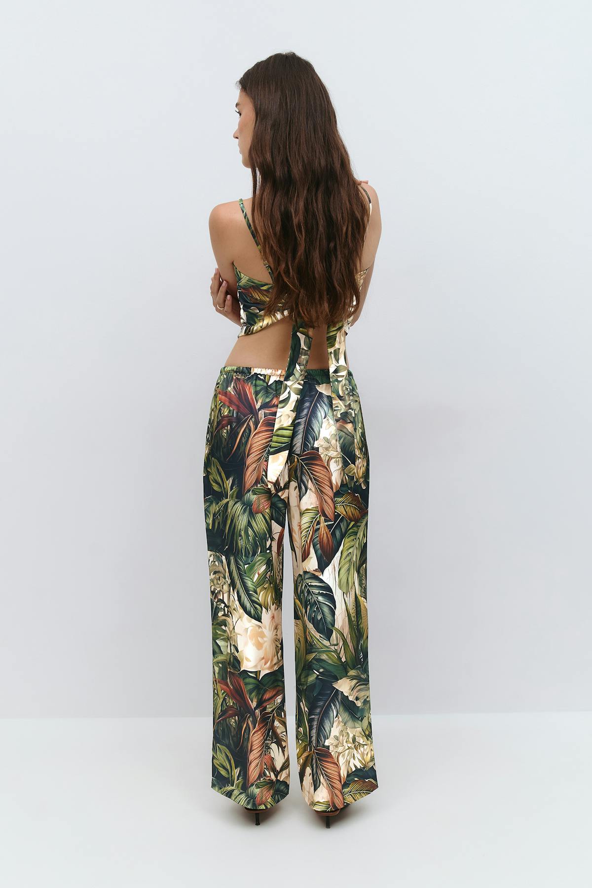 Drawstring satin trousers - Jungle