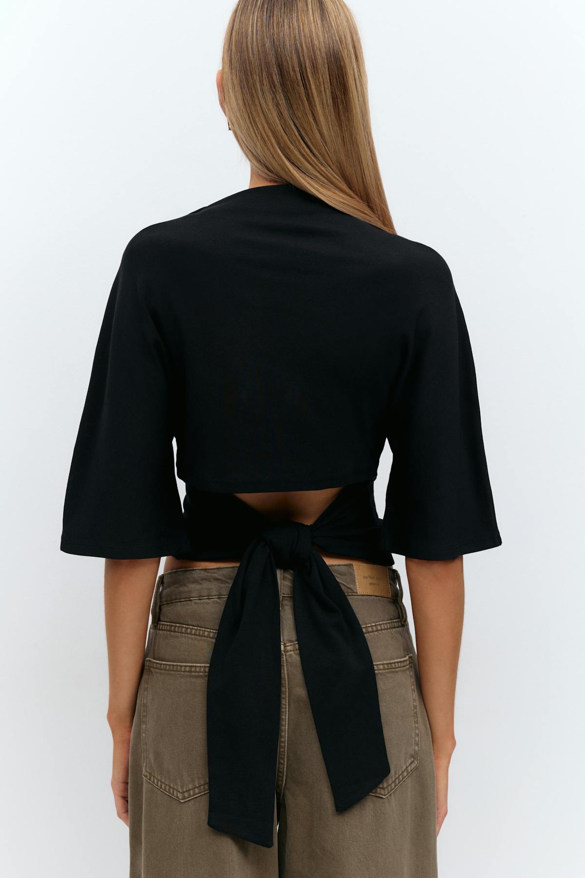Tie back tee - Noir