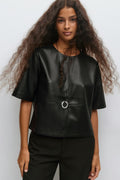 Pu boxy tee - Noir