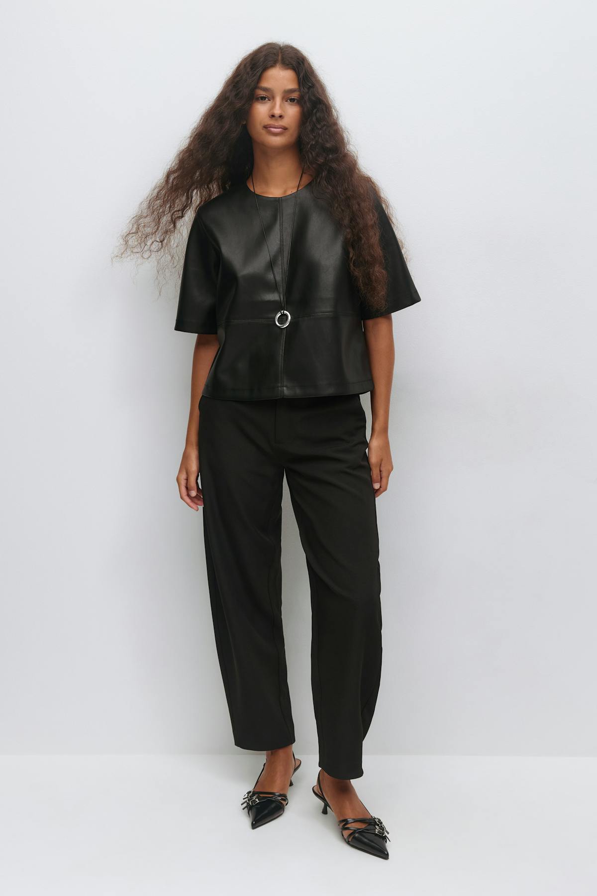 Pu boxy tee - Noir