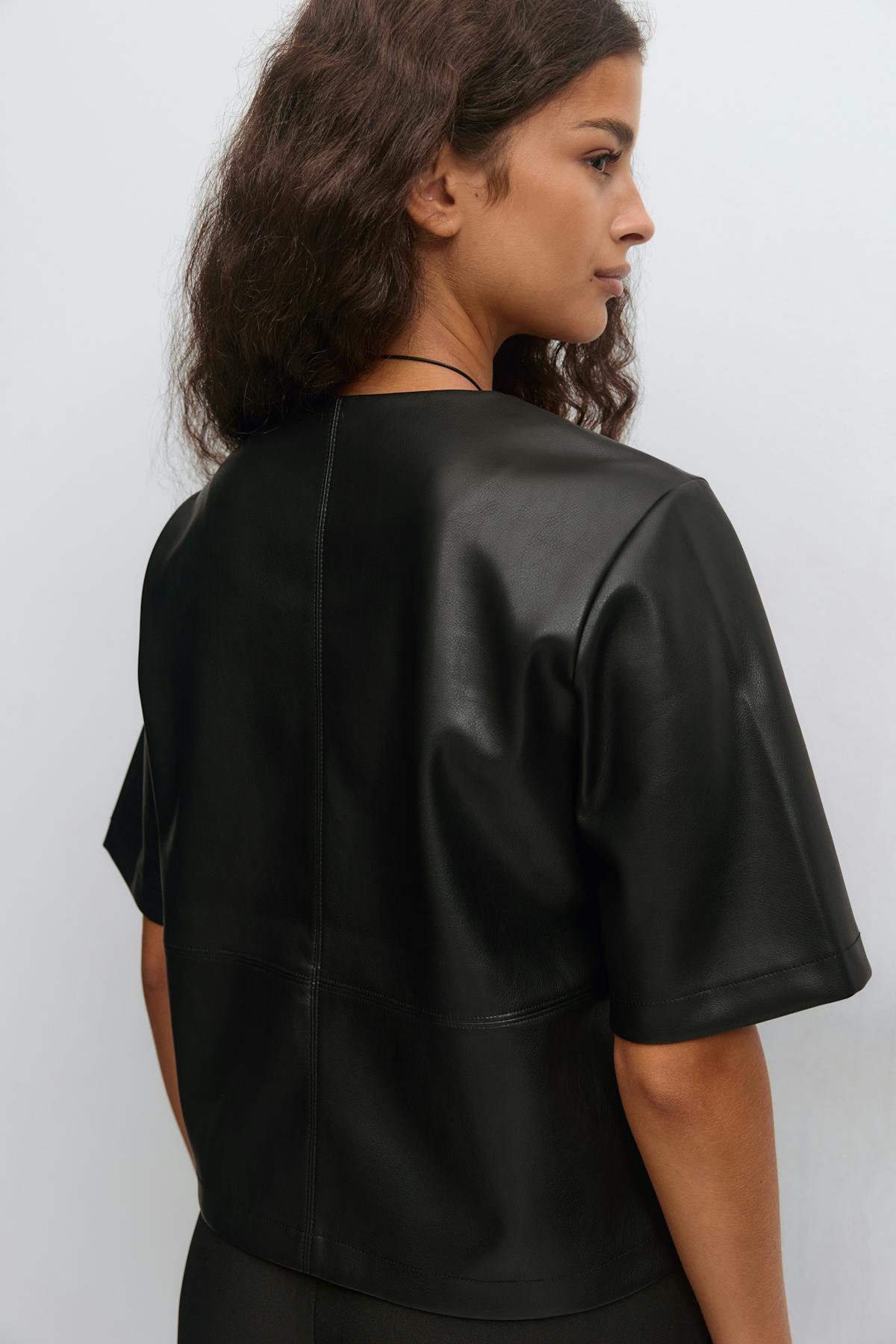 Pu boxy tee - Noir