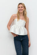 Shiny peplum top - Blanc cassé
