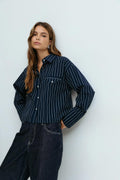 Open back shirt - Navy/stripe