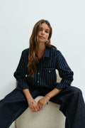 Open back shirt - Navy/stripe