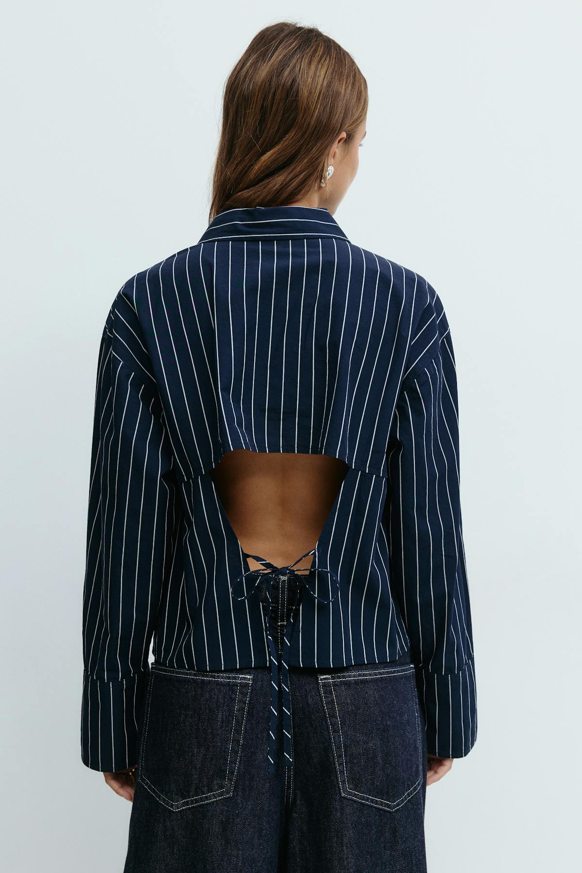 Open back shirt - Navy/stripe