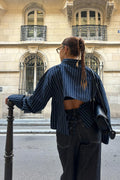 Open back shirt - Navy/stripe