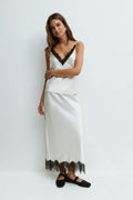 Lace midi skirt - Egret
