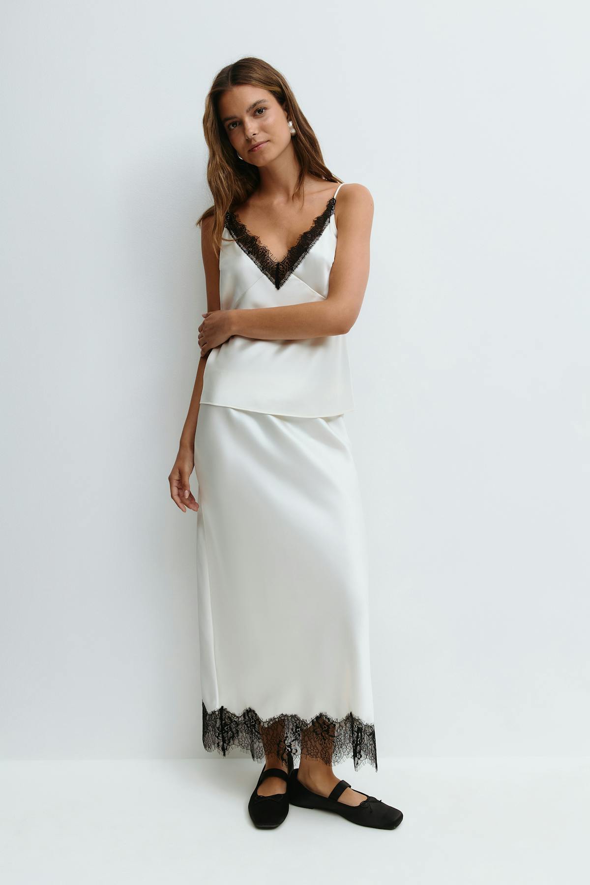 Lace midi skirt - Egret