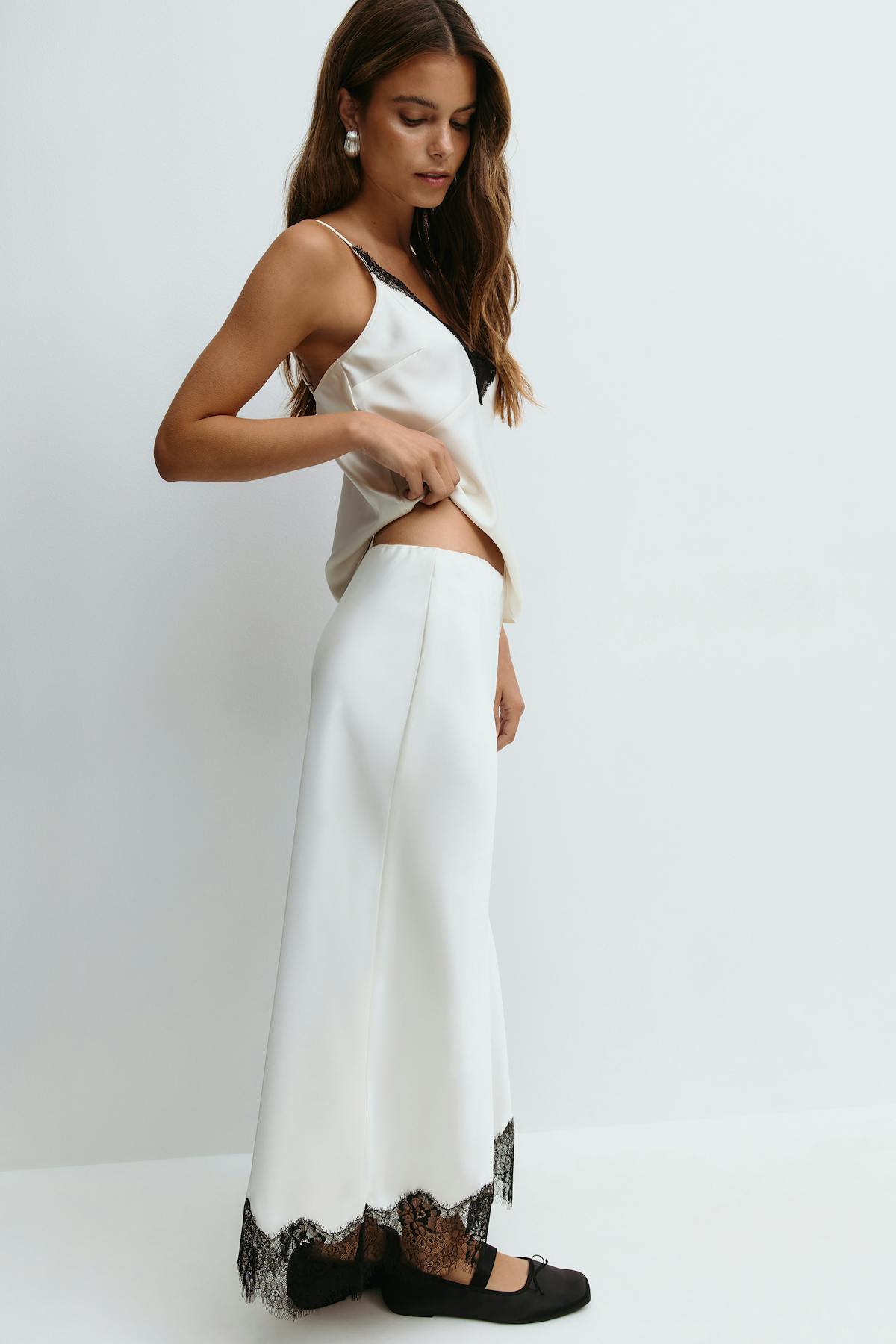 Lace midi skirt - Egret