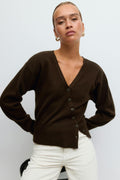 Asymmetric knitted cardigan - Gardenia