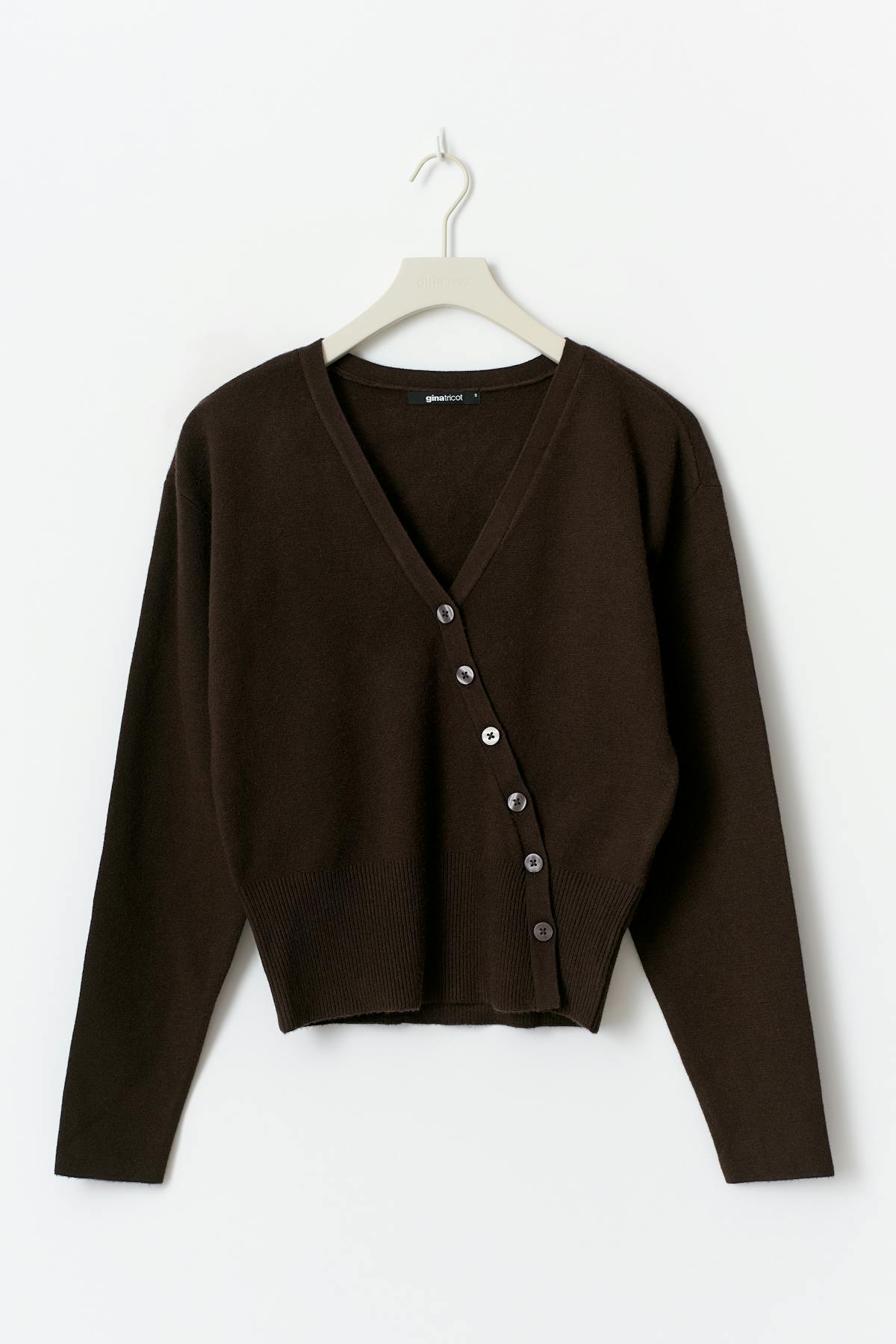Asymmetric knitted cardigan - Seal brown