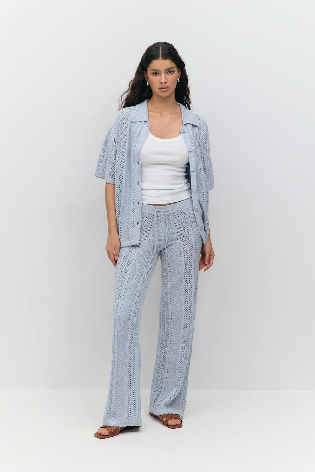 Crochet stripe trousers - Heather
