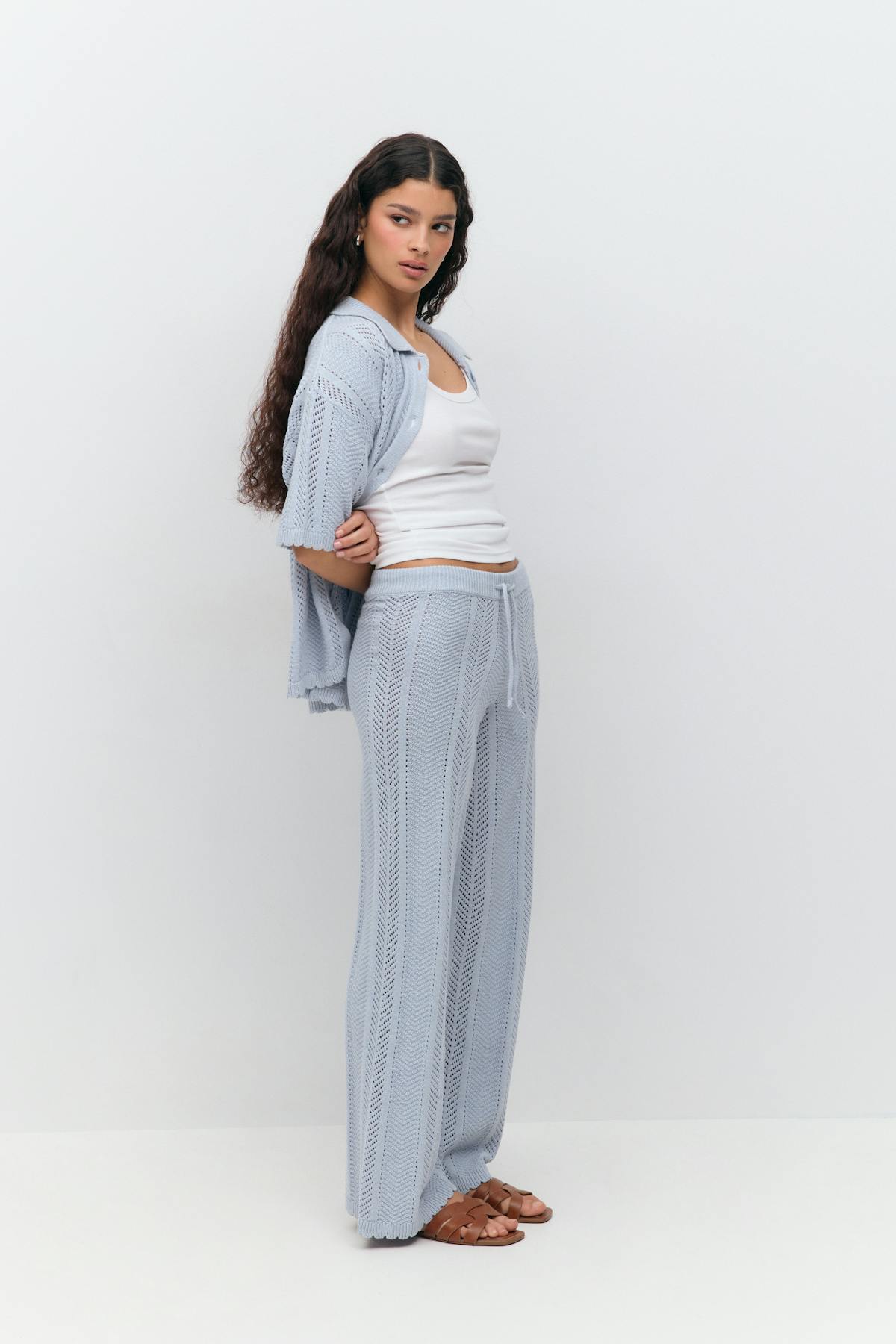 Crochet stripe trousers - Heather