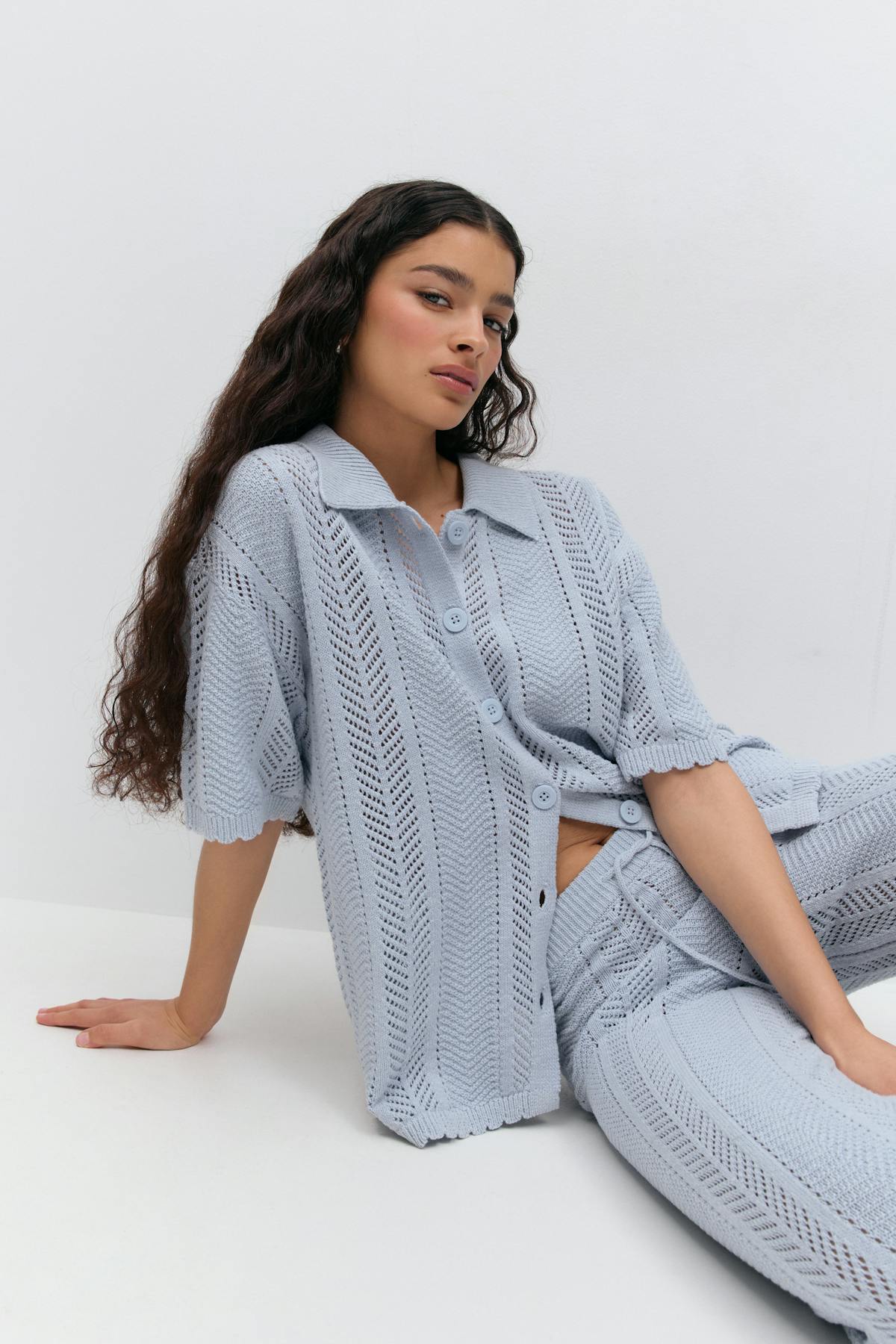 Knitted crochet cardigan - Beige