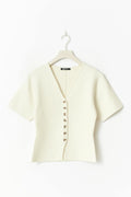 Knitted short sleeve cardigan - Gardenia
