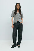 Knitted short sleeve cardigan - Mid grey mel