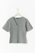 Knitted short sleeve cardigan - Gardenia