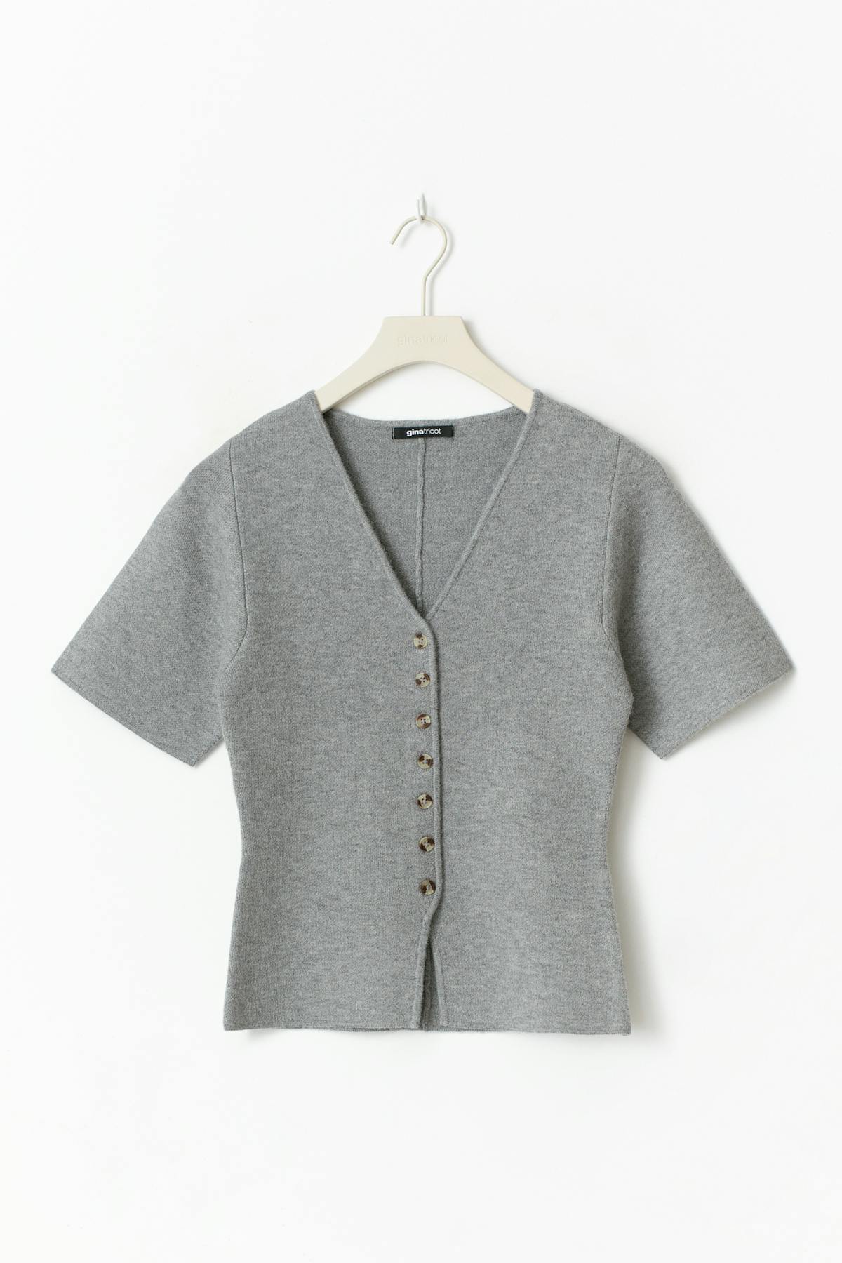 Knitted short sleeve cardigan - Gardenia