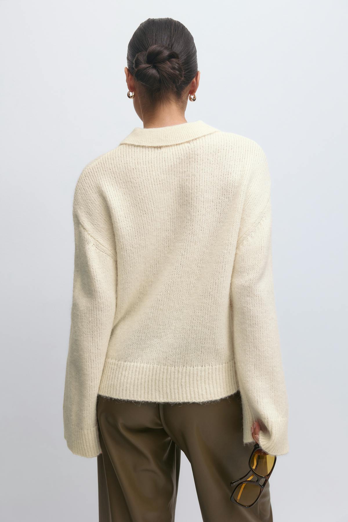 Alpaca blend knitted sweater - Blanc cassé
