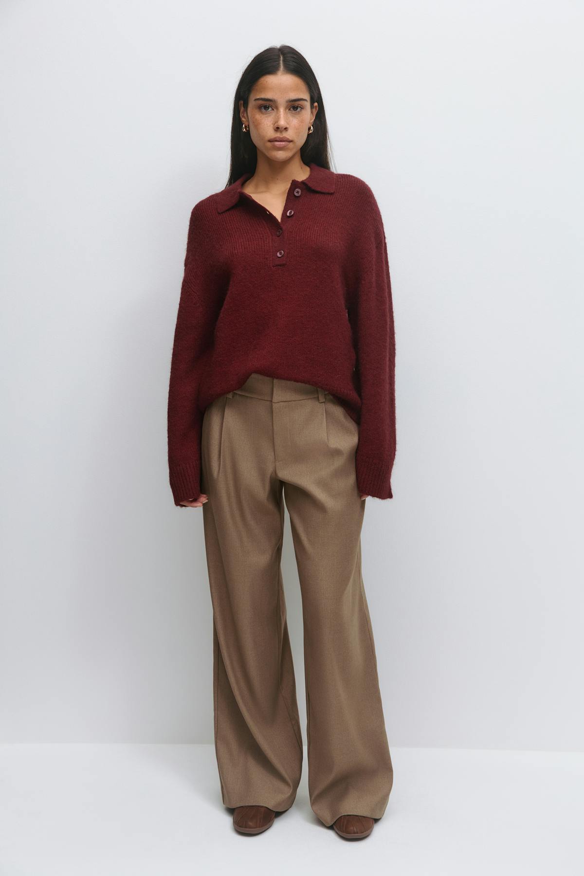 Alpaca blend knitted sweater - Tawny port