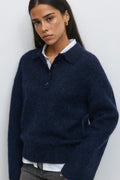 Alpaca blend knitted sweater - Navy blazer