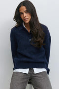 Alpaca blend knitted sweater - Navy blazer