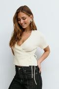 Knitted wrap top - Gardenia