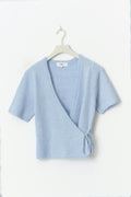 Knitted wrap top - Cashmere blue